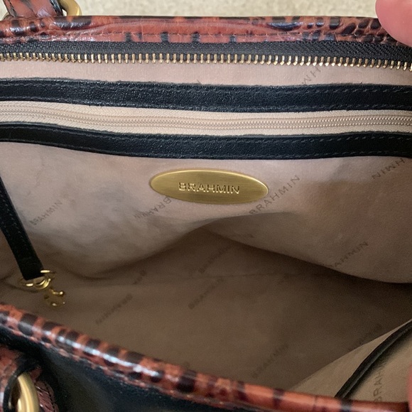 Brahmin Asher Satchel Tote Black Brown Crocodile Embossed Leather Purse - Picture 14 of 17